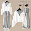 Women's 2 Piece Tracksuit Set Fake Two Piece Hooded Crop Sweatshirt & Elastic Waist Wide Leg Pants Loose Casual Spring Fall Matching Outfit