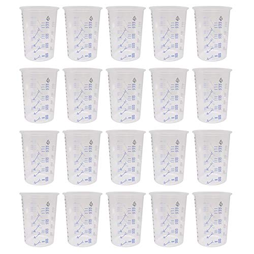 Ntcpefy 20-Piece Plastic Disposable Paint Mixing and Measuring Cups for Resin and Epoxy Injection, 600ml