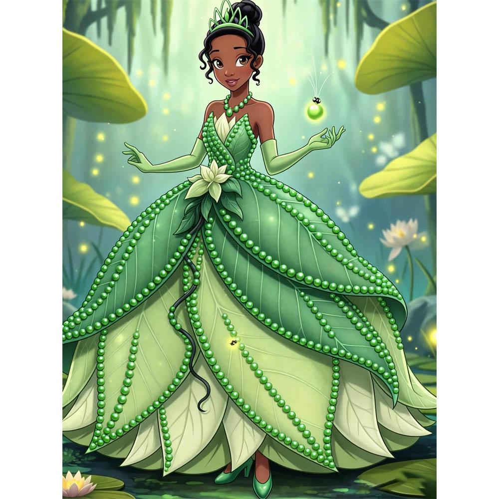 

Disney Pearl Painting Princess Tiana Ruffle Dress Creative Art 5D Exquisite Landscape Sparkling Craft Home Wall Decor DIY Handmade Gift 35x45cm