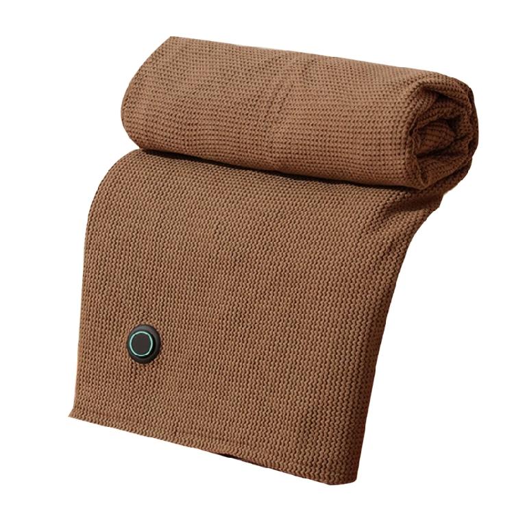 

USB Powered Heating Shawl With Hooded Design Soft Washable Multipurpose Heated Pad Shoulder Wrap for Camping Work Study коричневий