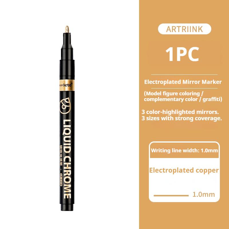 6/1pcs Chrome Pen Marker Reflective Mirror Electroplating Paint Repair Marker For Rock Ceramic Glass 0.8/1/2mm Nib Art Craftwork