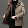 Mens Detachable Real Rabbit Fur Lined Parka Winter Thick Warm Coat Middle-Aged Men Casual Loose Fit