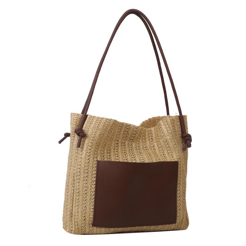 Summer straw bag women's 2025 new large-capacity woven shoulder bag high-end texture niche commuter tote bag