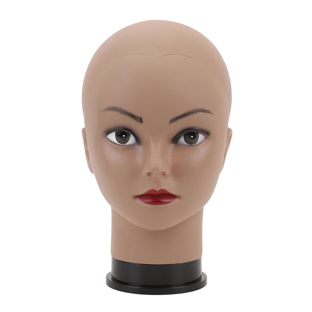 Bald Mannequin Head with Makeup Black Skin Female Professional Cosmetology Head for Wig Making