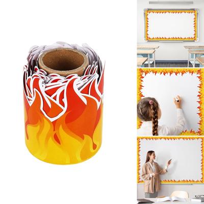 Bulletin Board Borders Flame Patterned Border Trim Wall Sticker for School Classroom Whiteboards Chalkboard Decoration