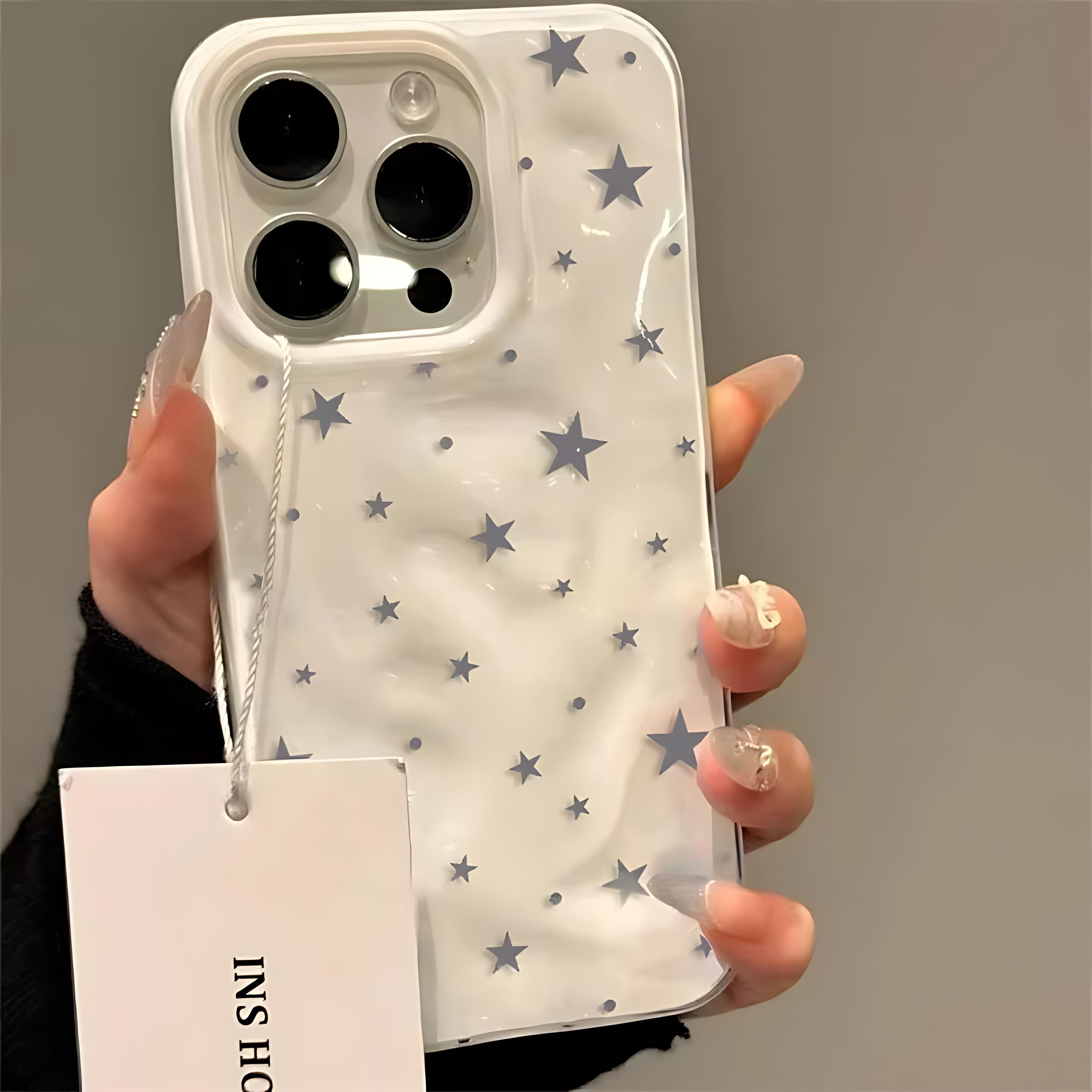 

Minimalist Gray-Blue Star Wave 3D Irregular Wrinkle Phone Cases For iPhone 17 16 15 14 Plus 13 12 Air Pro Max Shockproof Glossy iPhone 11