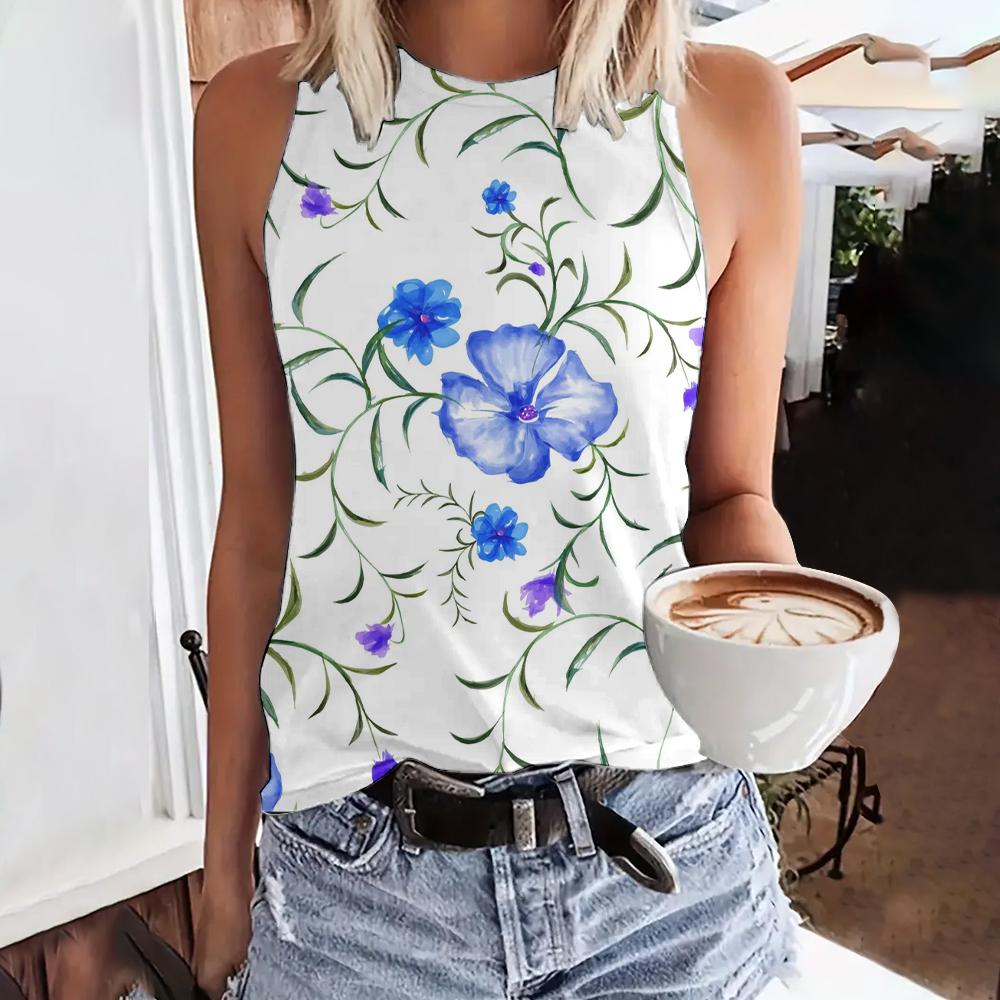 3D Printed Vest Women's Casual Round Neck Vest