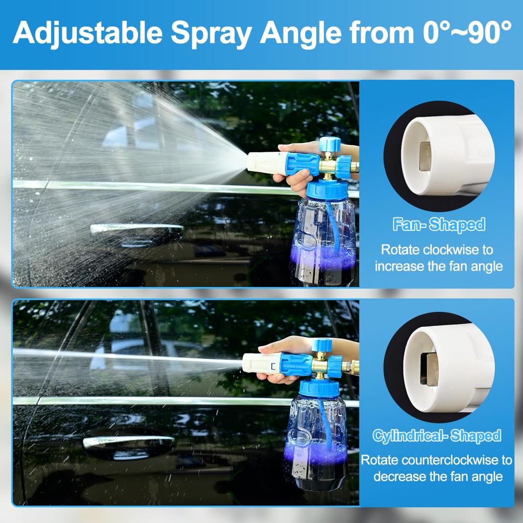 BEAR FORCE Foam Cannon Foam Generator, Heavy Duty Car Foam Blaster Wide Neck Adjustable Snow Foam Lance and Thick Foam for Pressure Washer