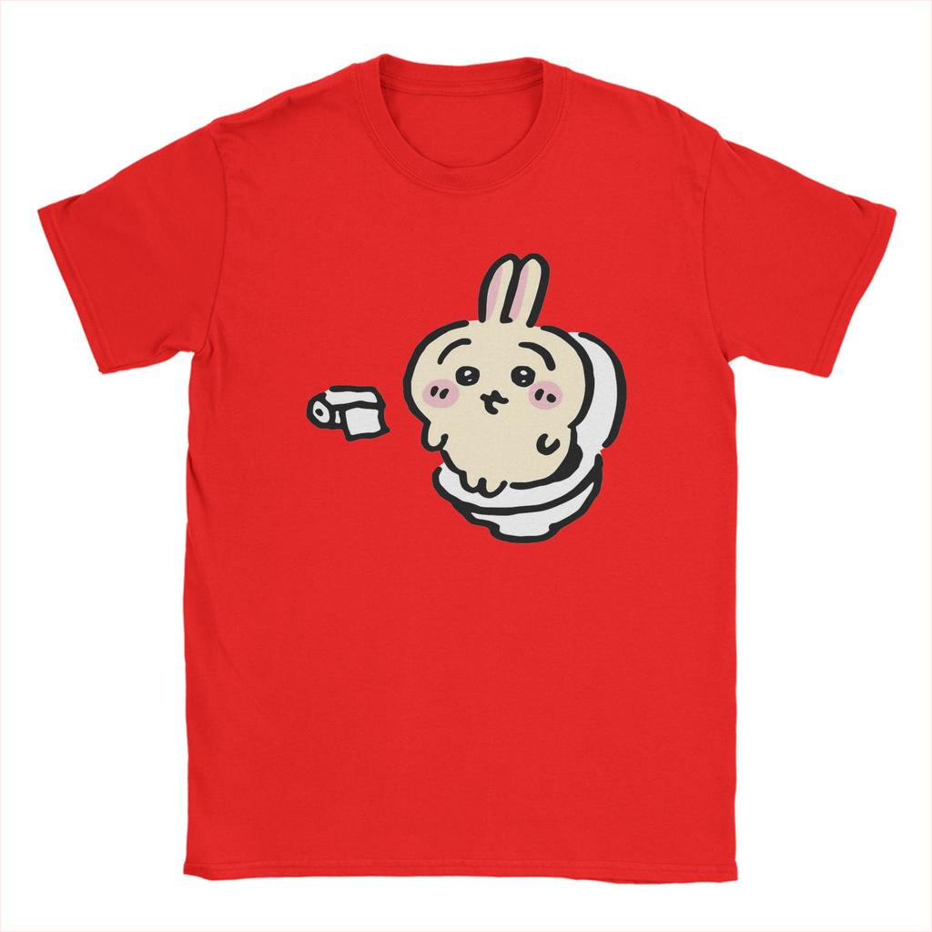 Men Usagi on the Toilet Potty Chiikawas Hachiware Poop Meme T Shirt 100% Cotton Clothes Round Neck Tee Shirt Gift Idea T-Shirts