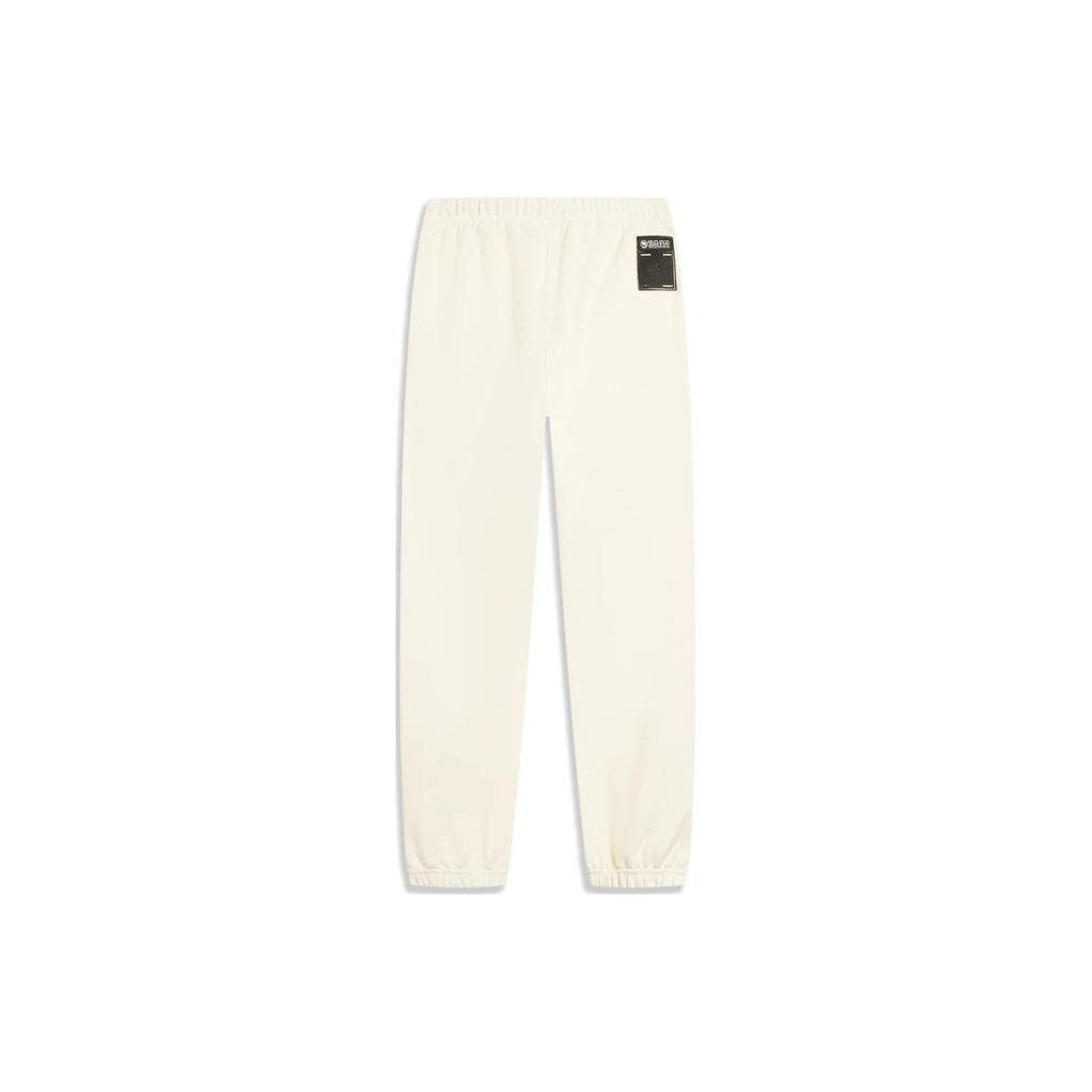 Li Ning Badfive Graphic Print Cuffed Loose Knit Sports Pants Men Bottoms Off-White AKLTB37-3