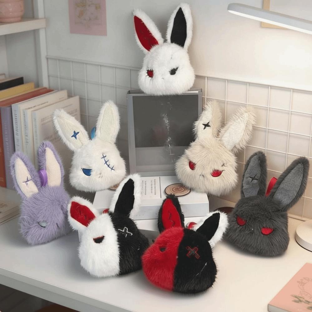 Fluffy Halloween Plushie Compact Stitched Bunny Bag Pendant Gothic Rabbit Key Organizer
