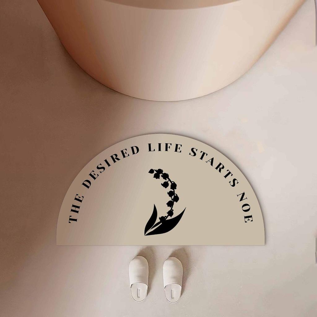 Tulip Lily Half circle Water absorbing Bathroom Soft Mud Toilet Door Non slip Foot Mat Quick drying Door Mat