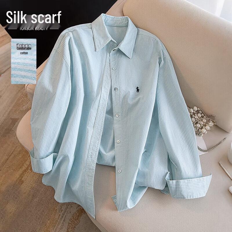 SIBASHE Women s Striped Long Sleeve Lapel Shirt S