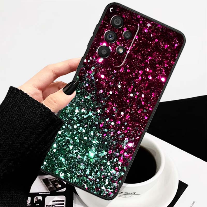 Shining creative patterns For Samsung A73 A72 A71 A55 A54 A53 A52 A51 A13 A22 A16 A15 A12 A14 A26 A07 5G Black Phone Case