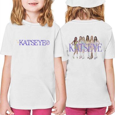KATSEYE Trendy Childrens Shortsleeved Group Merchandise  Large Size Casual Tshirt with Good Breathability and Soft Texture