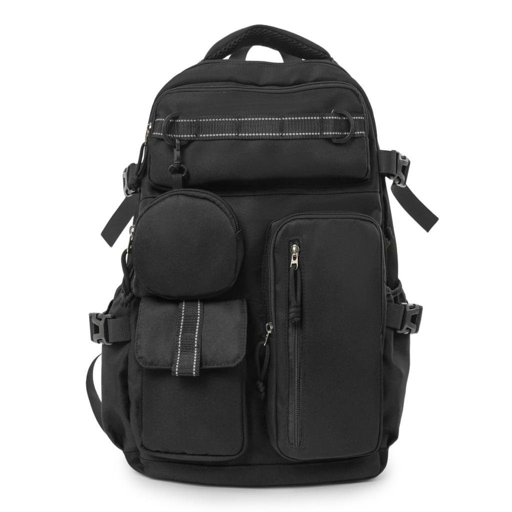 School bag women's backpack college students men and women with the same style multi-pocket large-capacity tooling casual backpack tide