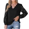 Spring New Women's V-neck Lace Hollow Lace Long-sleeved Loose Pullover Shirt