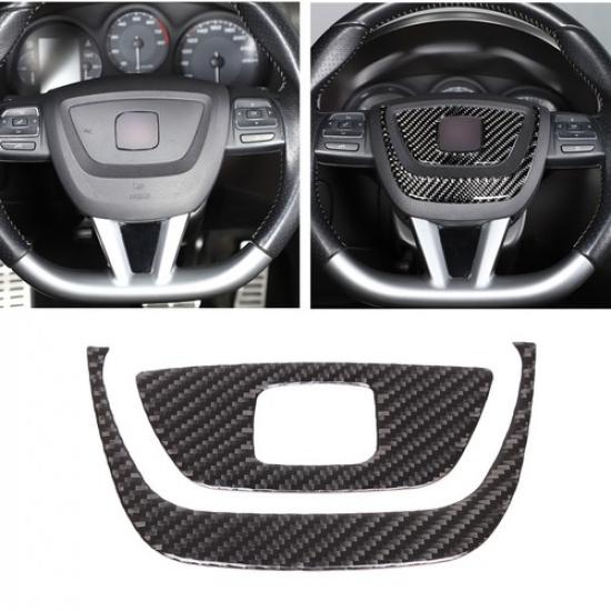 Soft Carbon Fiber Steering Wheel Center Trim Sticker For Seat leon 2008-12