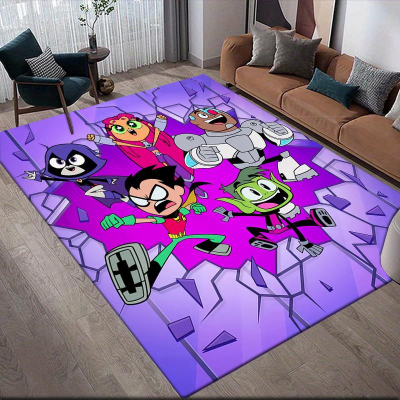 Teen Titans Vai! Tappeto Quadrato con Poster di Personaggio, Tappetino Antiscivolo per Casa Ufficio, Regalo Perfetto per i Fan.chl