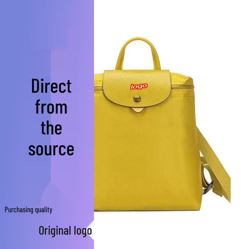 French Dragon Inlay Waterproof Nylon Backpack with Phone and ID Pocket - Women's Casual Street Style