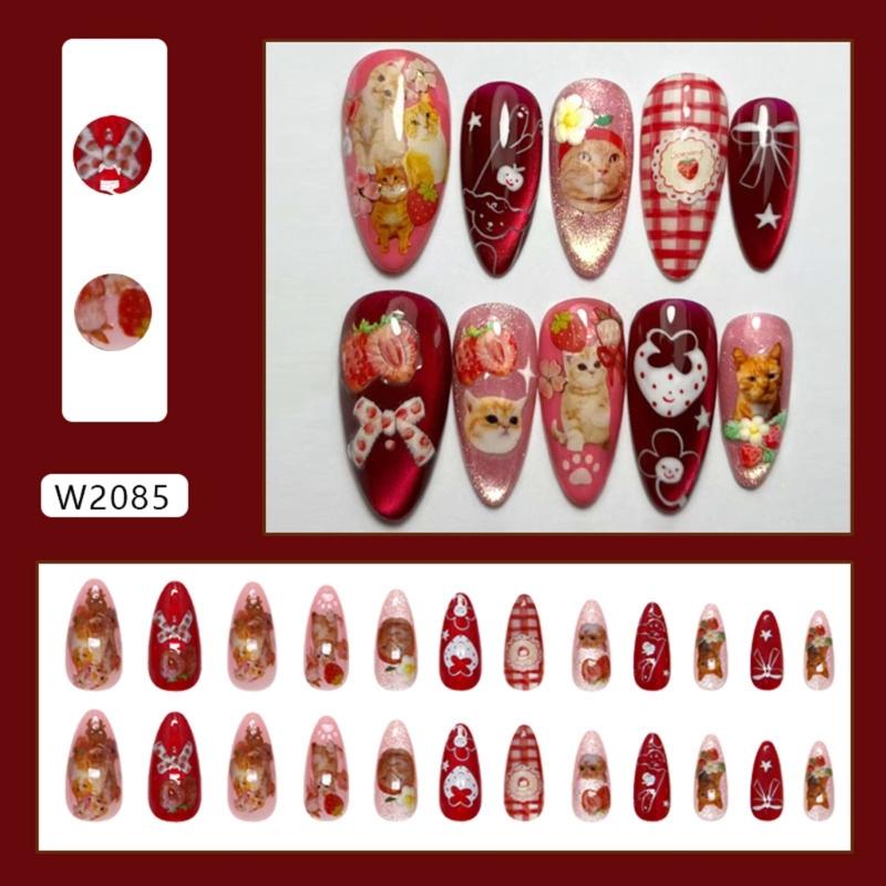 24 Stück 3D Linie Katzenauge Wellen Sternenhimmel und Tiefsee Künstliche Nägel Perlen Glänzender Effekt zur DIY-Anwendung