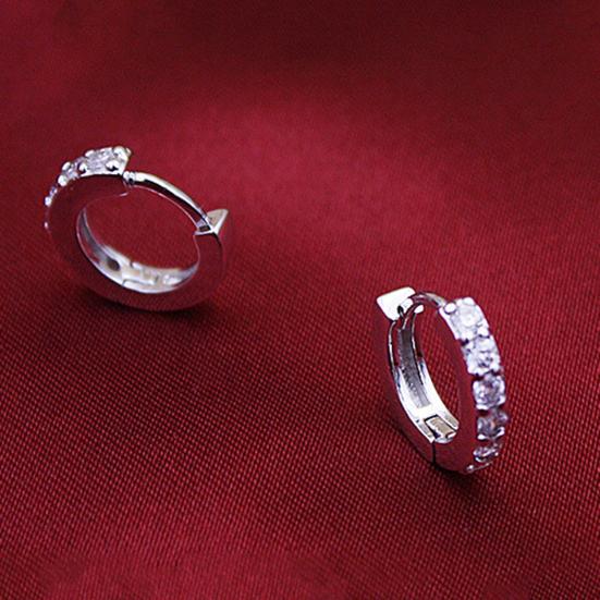 Earrings Round Fashionable Alloy Single Row Rhinestones Earrings for Banquet