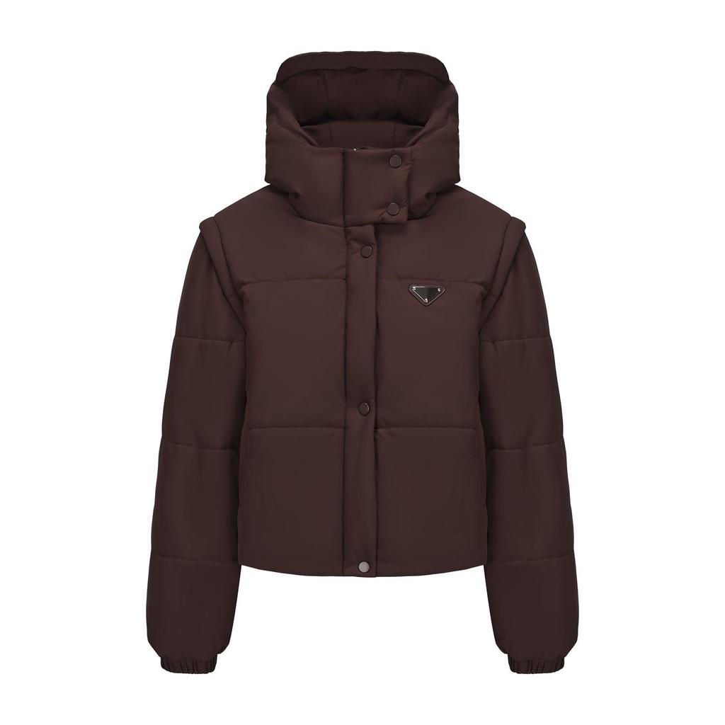 Chaquetas Acolchadas de Mujer Mangas Desmontables Convertibles en Chaleco Abrigo Corto Engrosado Ropa Exterior de Moda Conjunto Cálido de Invierno