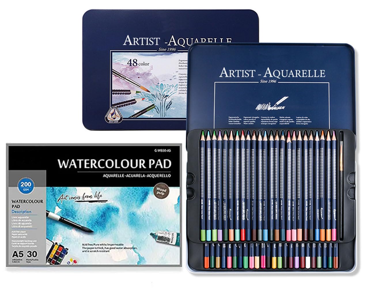 

Roseelf Colored Pencils Watercolor Set Pencil Art 1 Watercolor Paper Elementary School Children Entrance Celebration Drawing Pencil Art Sketch Colored