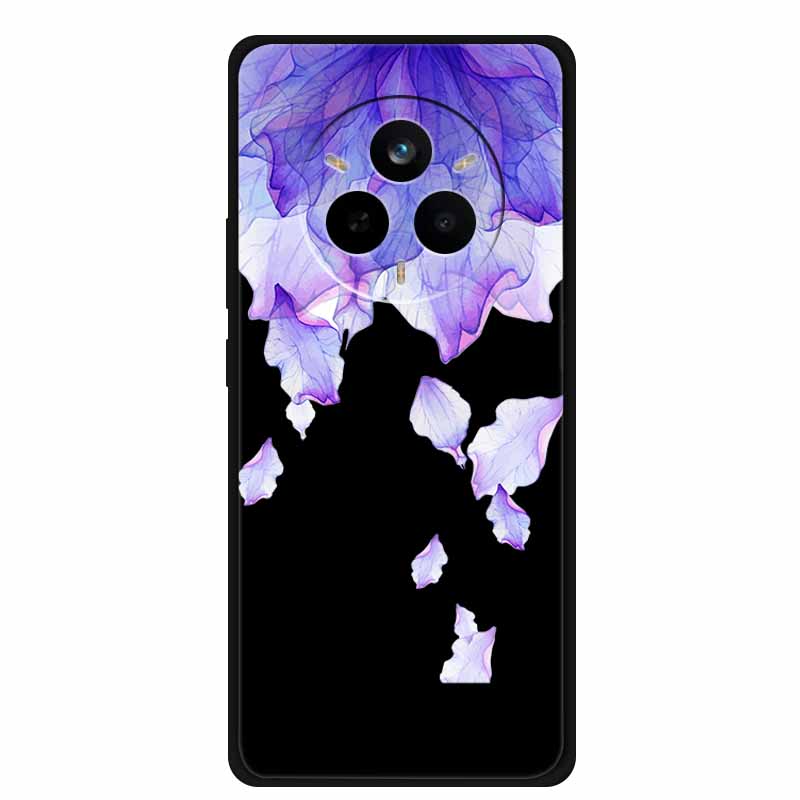For Realme 14 Pro Case Luxury Phone Cover For Realme 14 Pro+ Cute Floral Black Silicone Soft Case TPU Funda Realme 14 Pro Plus