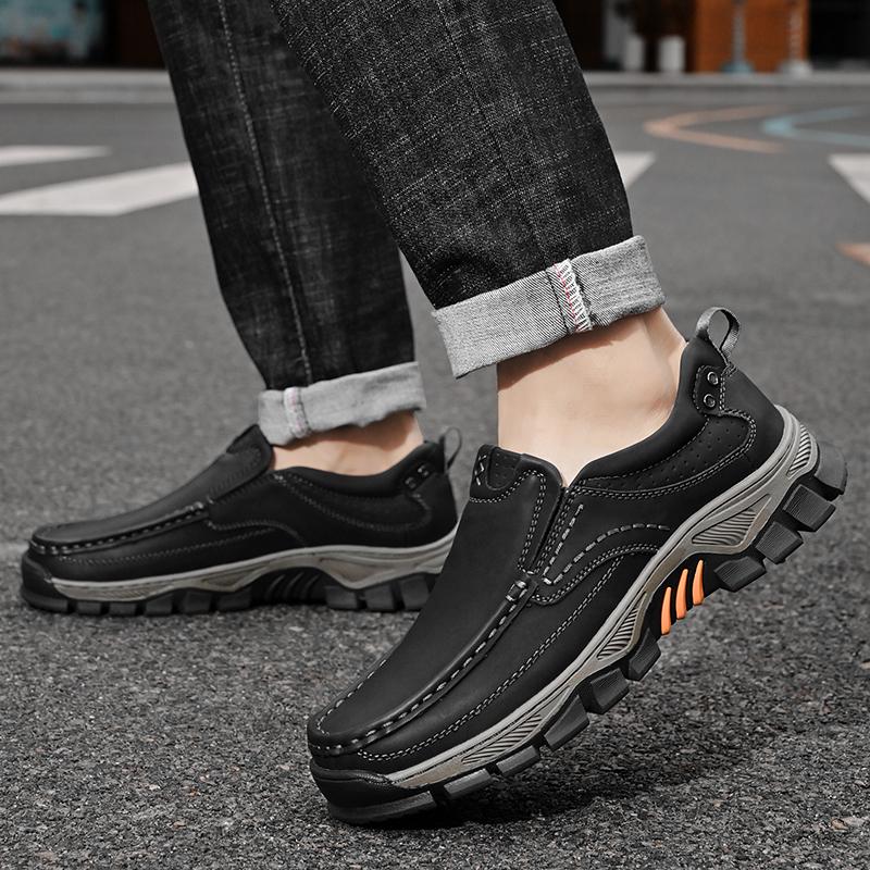 Moccasin Travel Climbing Camping Footwear Retro Style Leather Loafers Mens Comfort Casual Shoes Breathable Men Business Footwear