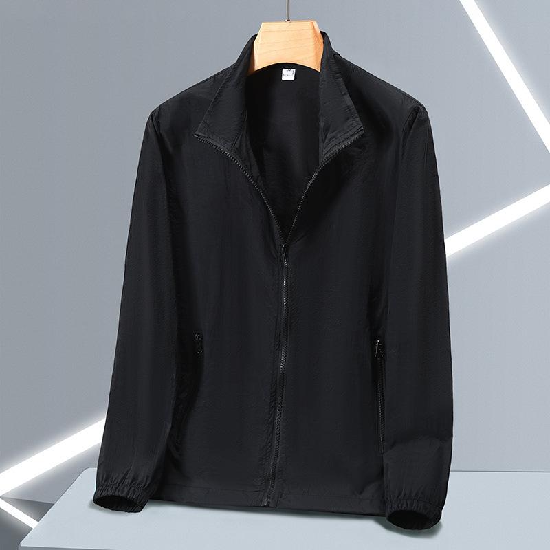 Outdoor summer sun protection shirt for men and women, plus size mom's outfit, thin breathable stand-collar skin shirt, sun-protective jacket