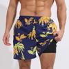 Crazy Muscle Summer Men's Printed Double Layer Plus Size Beach Shorts