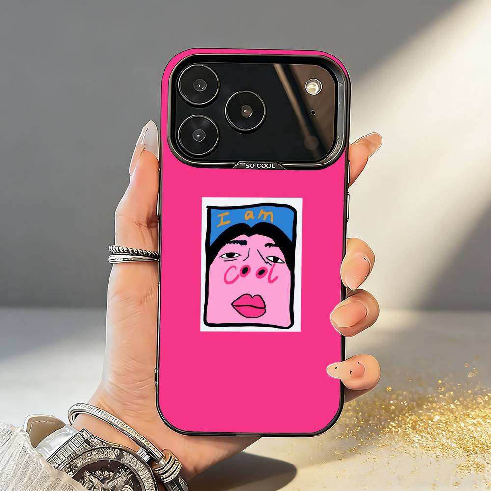 1PC F-Funny E-Exaggerated Face Emotion Phone Case For iPhone17,16,15,14,13,12,11,Pro,MAX White Matte Shockproof Cover