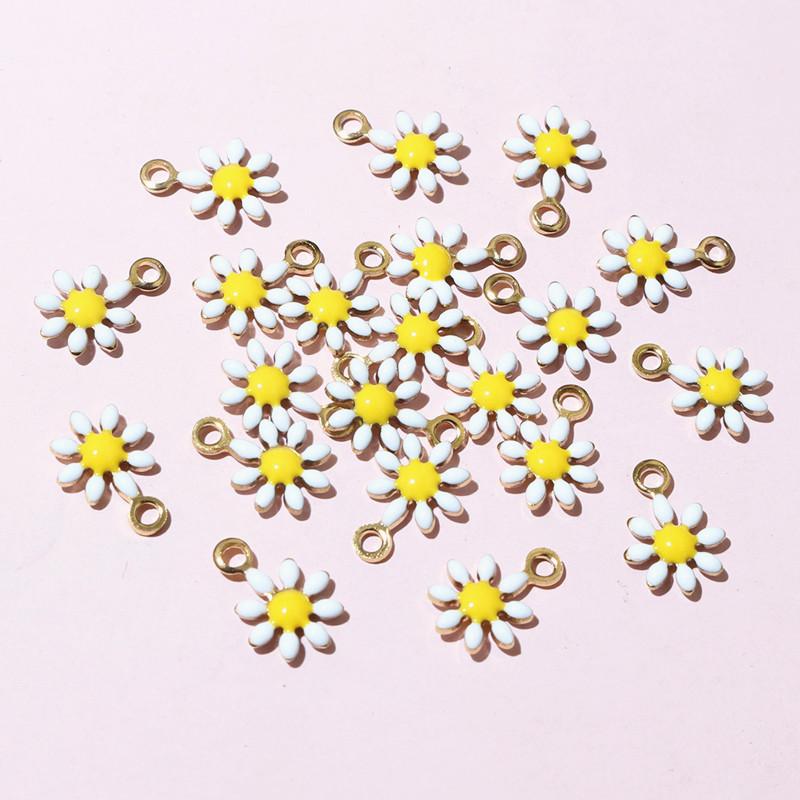 20pcs 10x7mm Small Flower Charms Pendant Enamel Stainless Steel DIY Jewelry Making Accessories Findings for Necklace Earrings