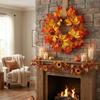 Fall Harvest Halloween Pumpkin Maple Leaf Wreath Autumn Maple Leaf Simulation Pumpkin Door Wreath Rustic Style Artificial Wreath