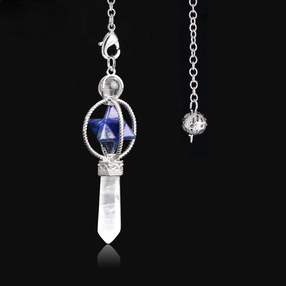 Moda cristal natural merkaba seis pontas estrela pingente espírito pêndulo rotativo merkaba ornamento pêndulo