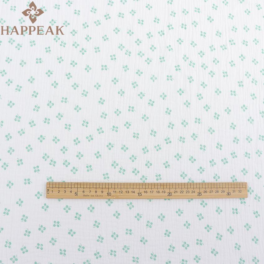 HAPPEAK Green Flower Printed Double Gauze Custom Breathable Muslin 100% Cotton Fabric