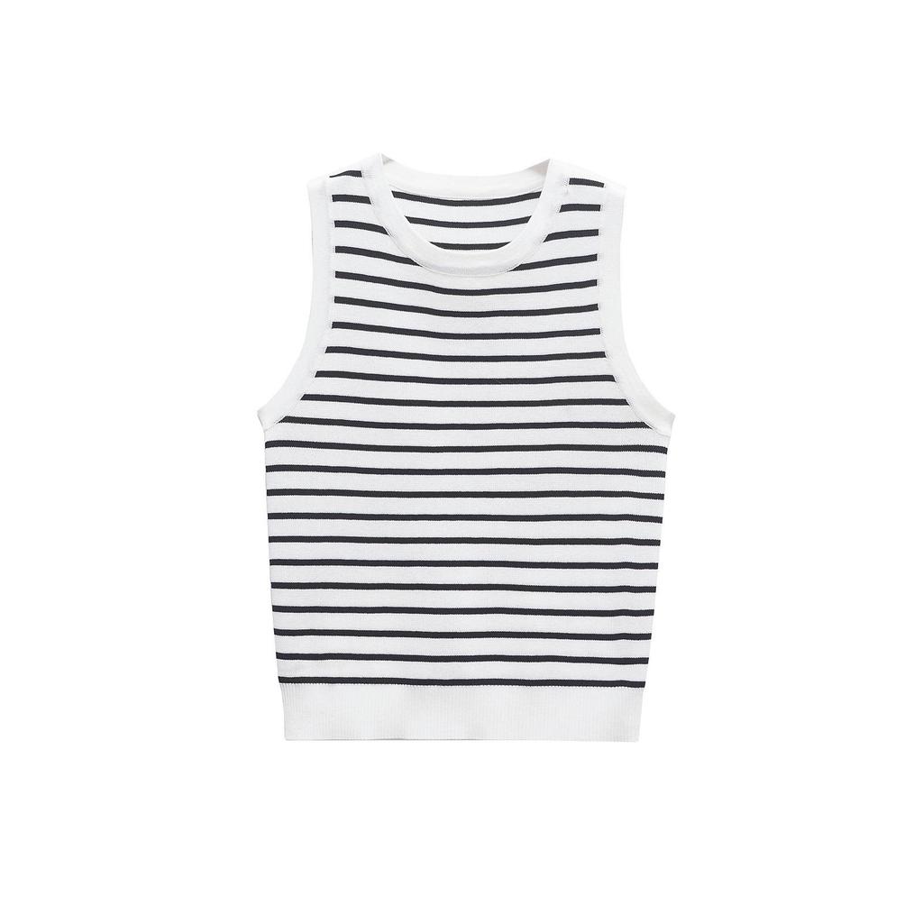 2025 Spring Women's European & American Style Sleeveless Round Neck Knitted Top