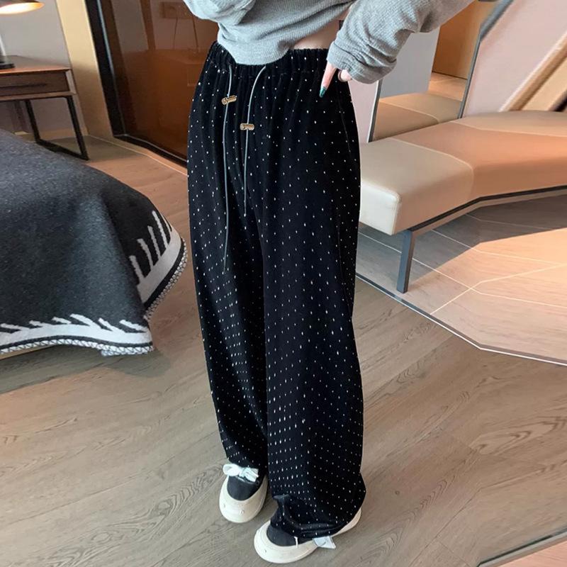 2026 Spring Velvet Maternity Drawstring Wide-Leg Pants 2XL