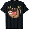 Valentines Day Hanging Sloth Heart Girls Girls Women Men T-Shirt
