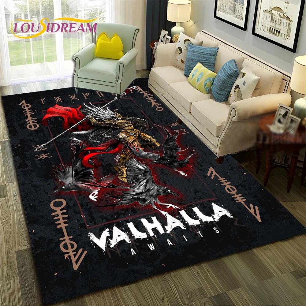 Nordic Viking Odin Valhalla Valknut Carpet Rug for Bedroom Living Room Home Sofa Decoration,Children Game Large Decor Floor Mat