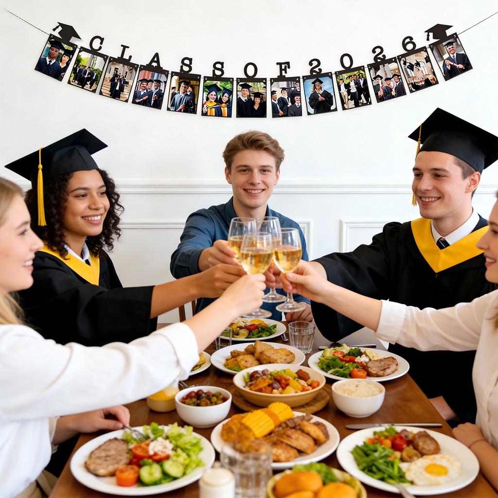5m Graduation Theme Party Decoration: Black Photo Frame Banner