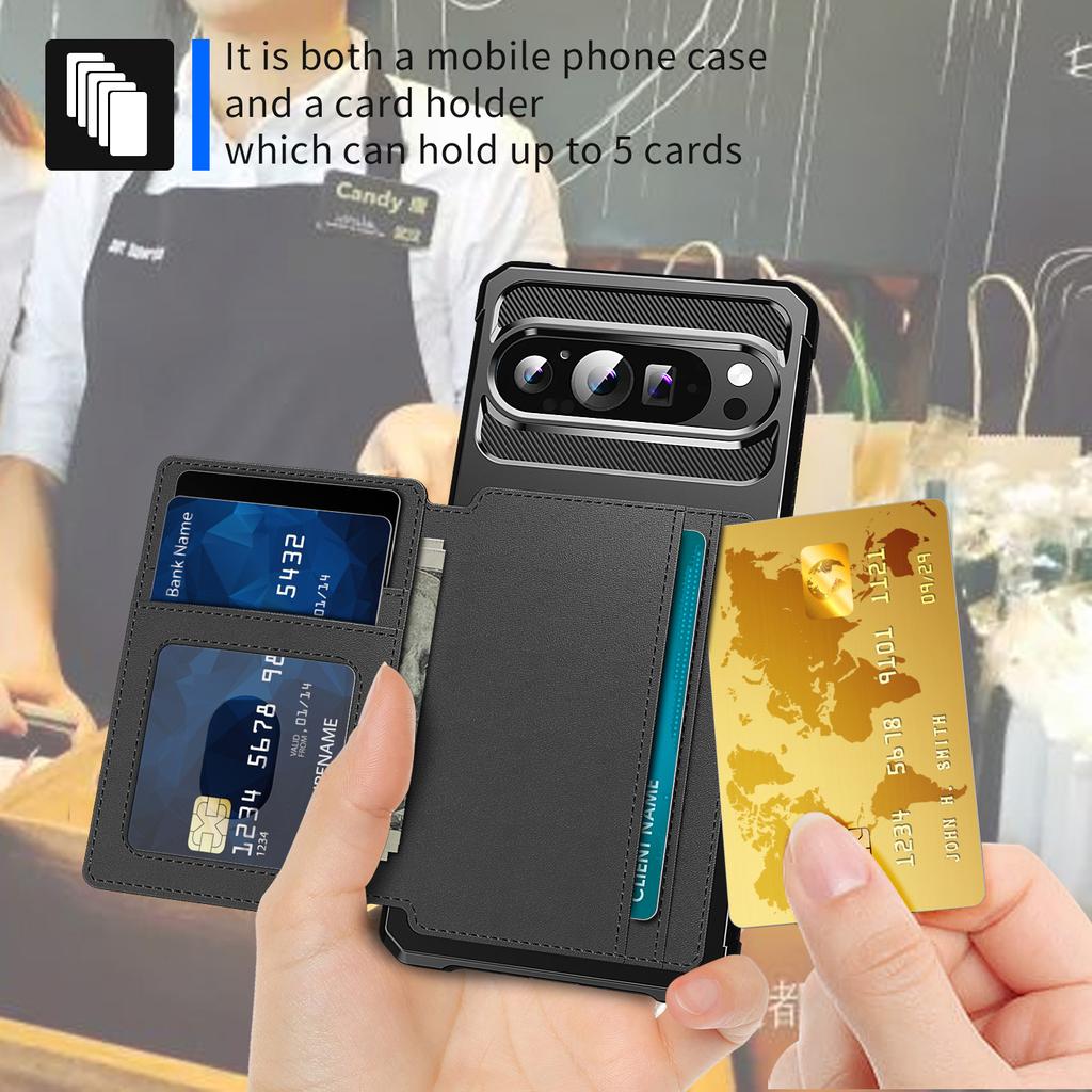 ZM03 For Google Pixel 9 Pro XL Case with Card Holder PU Leather+TPU Phone Back Cover