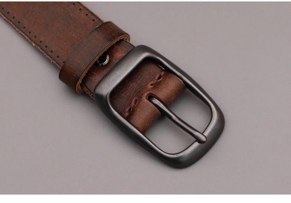 Men's Vintage Genuine Cowhide Leather Pin Buckle Belt - Versatile and Casual for Jeans