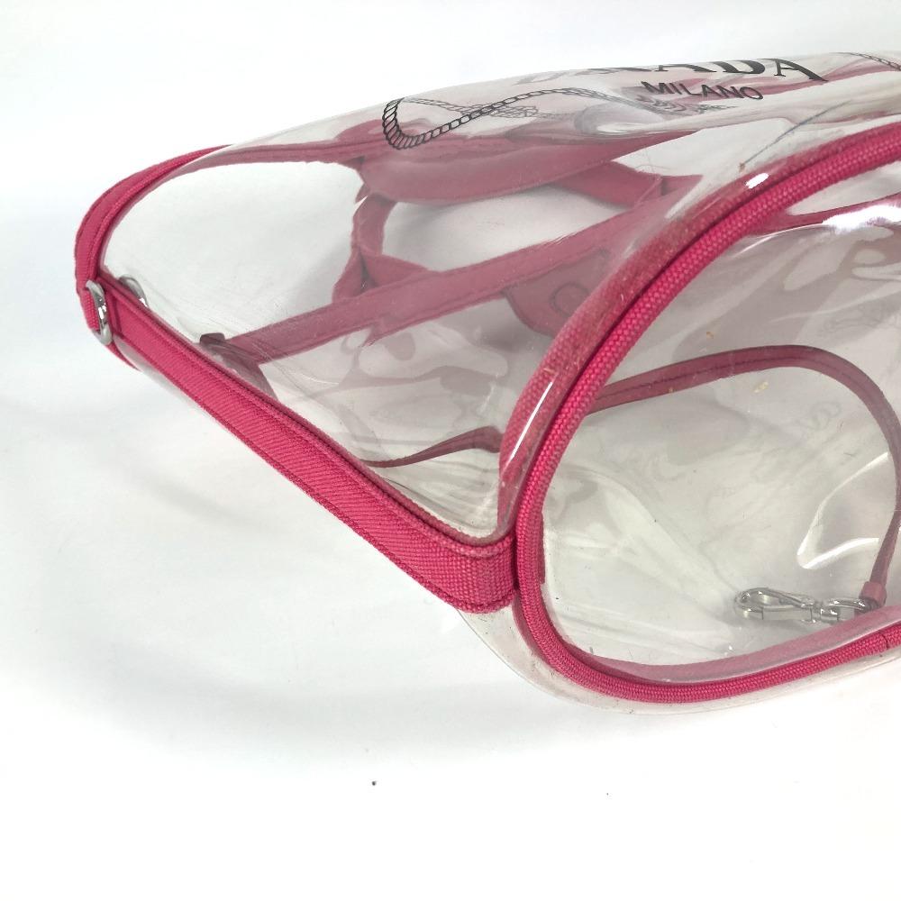 PRADA beach bag with pouch Logo Canapa 2WAY Bag Shoulder Bag Hand Bag Tote Bag