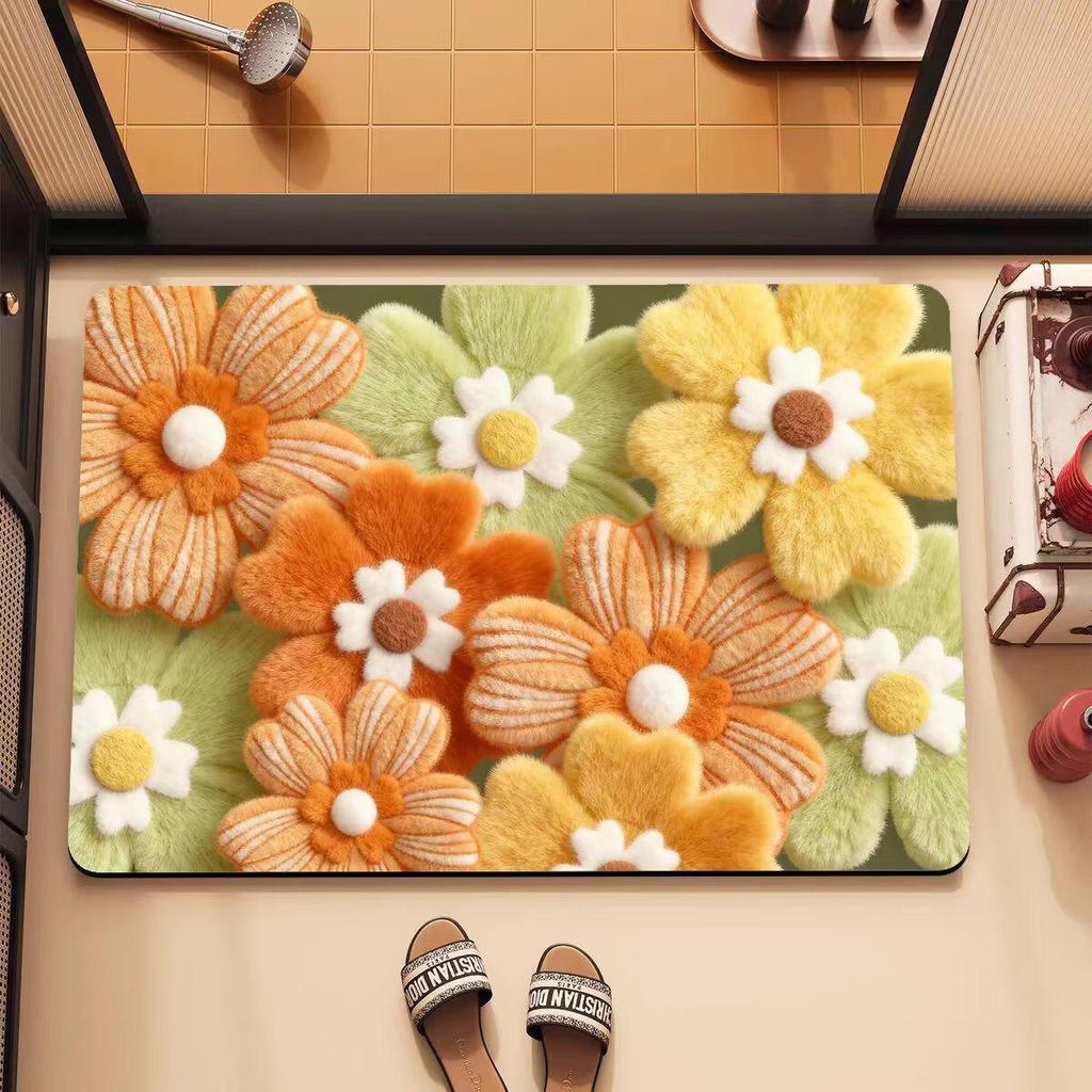 Fresh Floral 3D Diatomaceous Earth Bathroom Mat
