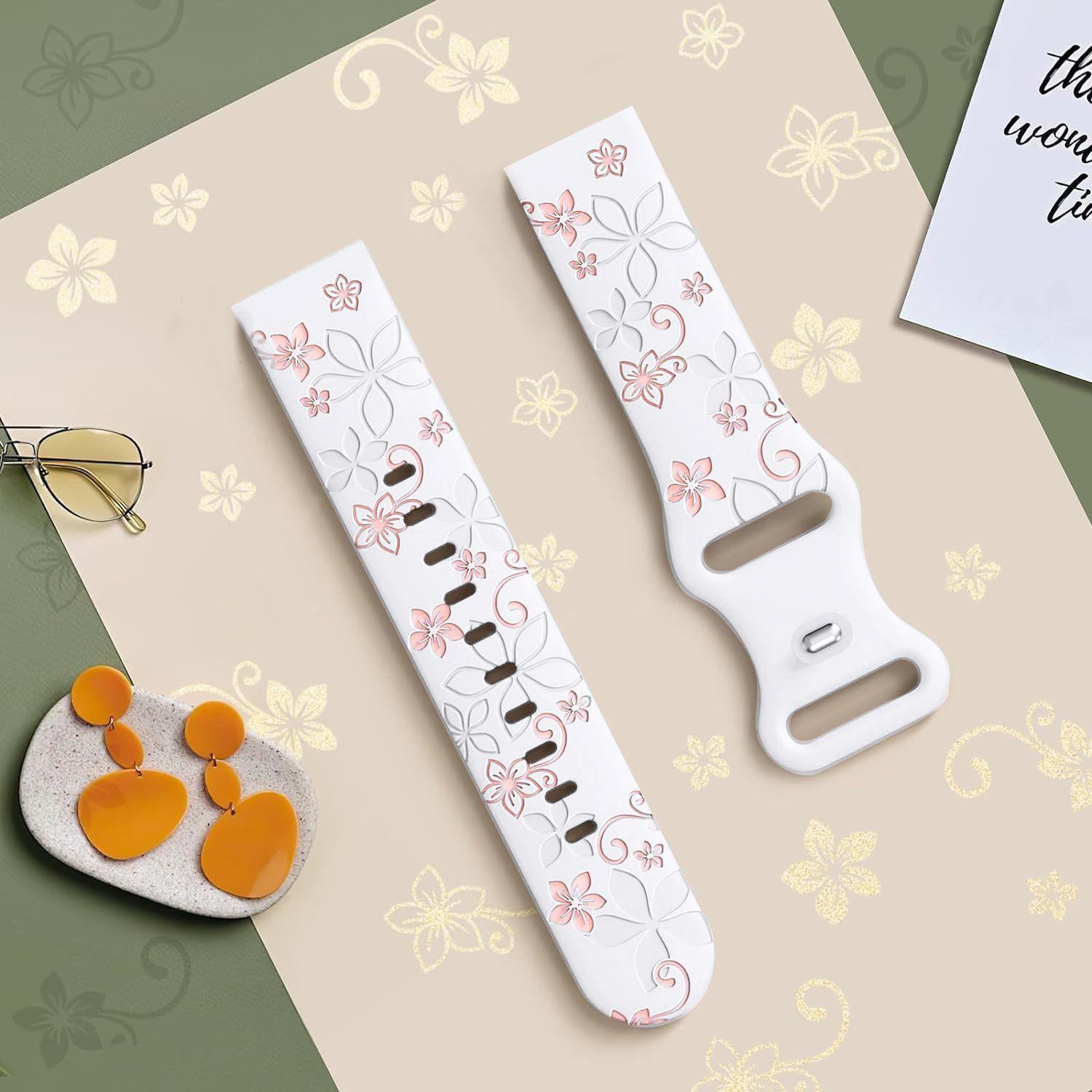 

Универсальный 20 мм ремешок для часов из силикона Bauhinia - двухцветный мягкий силиконовый ремешок, спортивный износостойкий лазерный резной цветок для часов Samsung Watch Huawei Watch 20mm