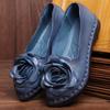 Vintage Handmade Women Flats Casual Shoes Genuine Leather Soft Shoes For Mother Fashion Loafers Slip On
