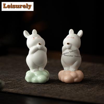 Bean Green Cute Rabbit Incense Holder Water Fountain Decoration Incense Burners Meditation Censer Chinese Tea Set Decoration