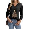Women's Casual Fashionable Sexy Comfortable V-Neck Christmas Three-Quarter Sleeve Top